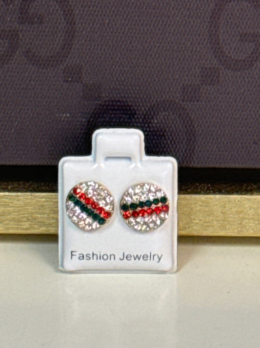 White Green and Red Bling Fashion Earrings