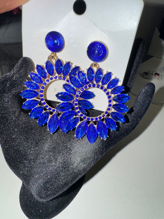 Gold and Royal Blue Fashion Earrings