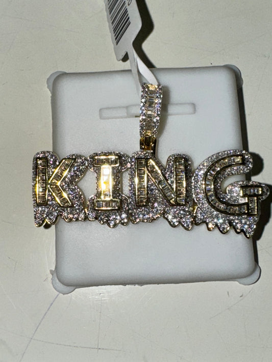 Iced Out Sterling Silver 925 Gold and Silver Bling King Fashion Pendant