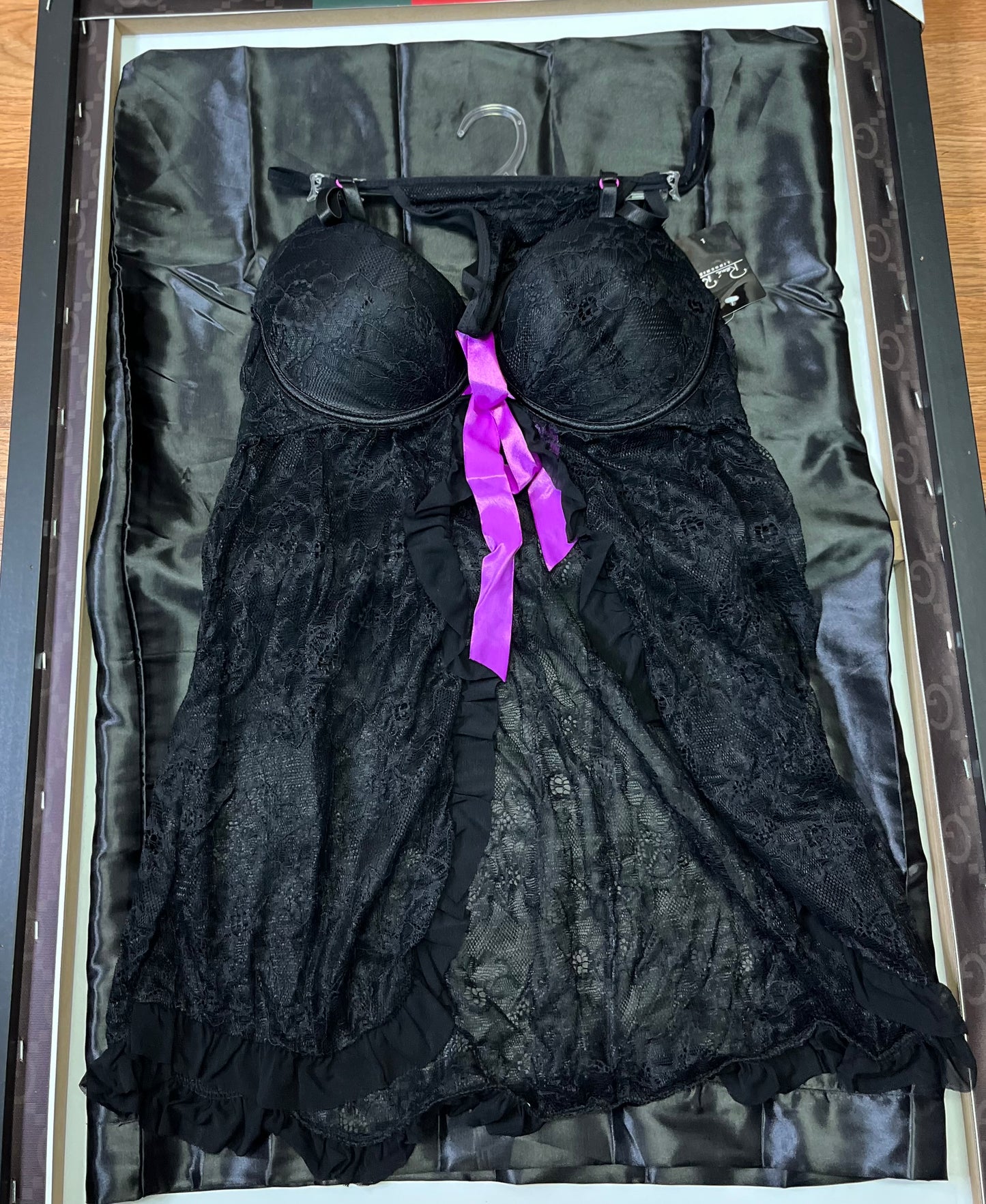 2-Piece Black and Purple Lace Lingerie Fashion Set