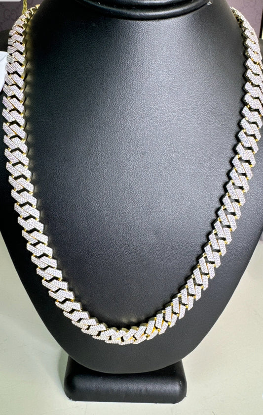 Sterling Silver 925 Gold Bling Cuban Link Fashion Chain