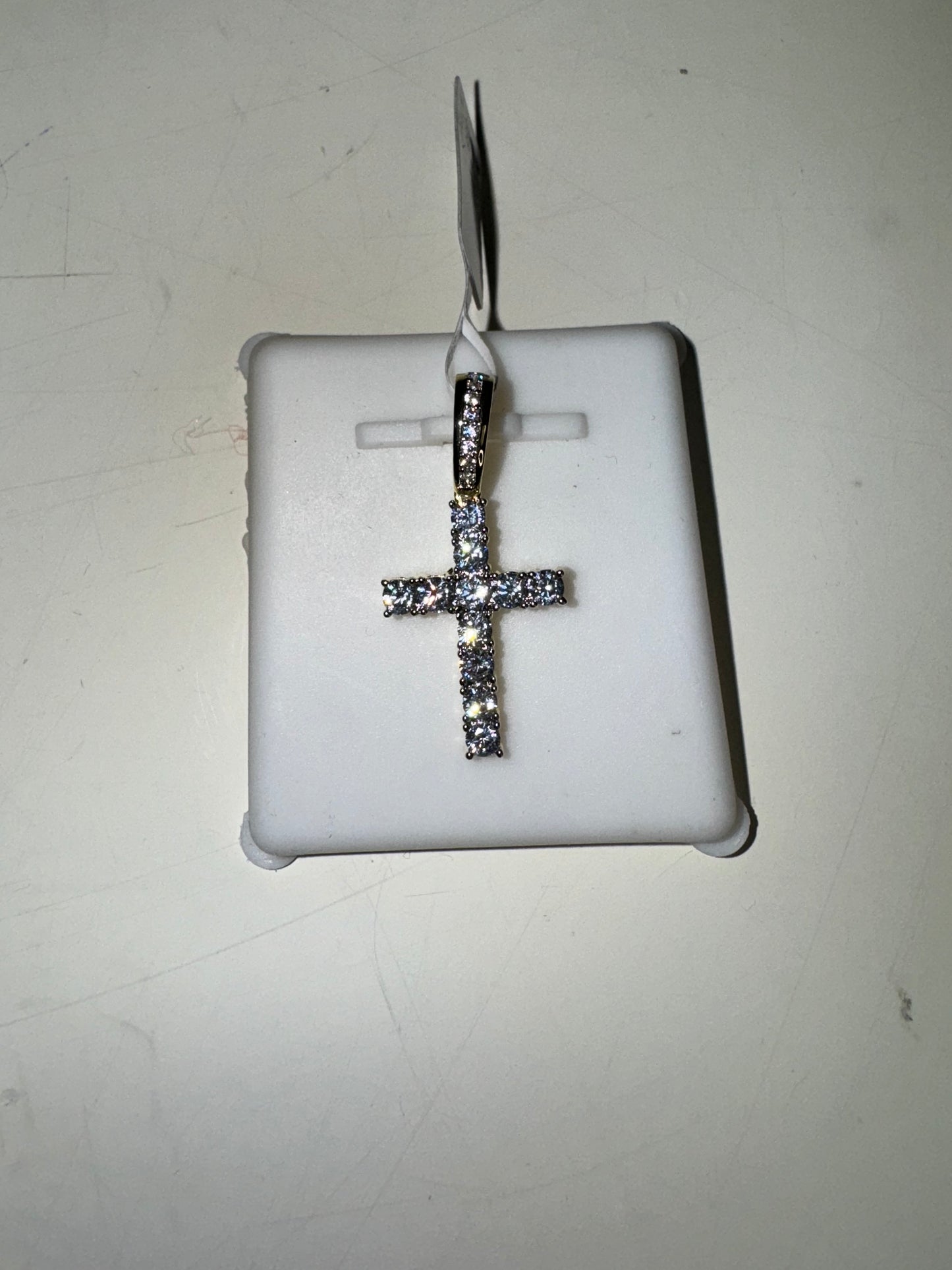 Iced Out Sterling Silver 925 Gold Bling Cross Fashion Pendant