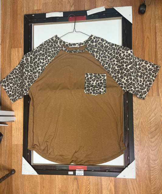 Rusty Brown Multicolored Leopard Print Fashion Shirt