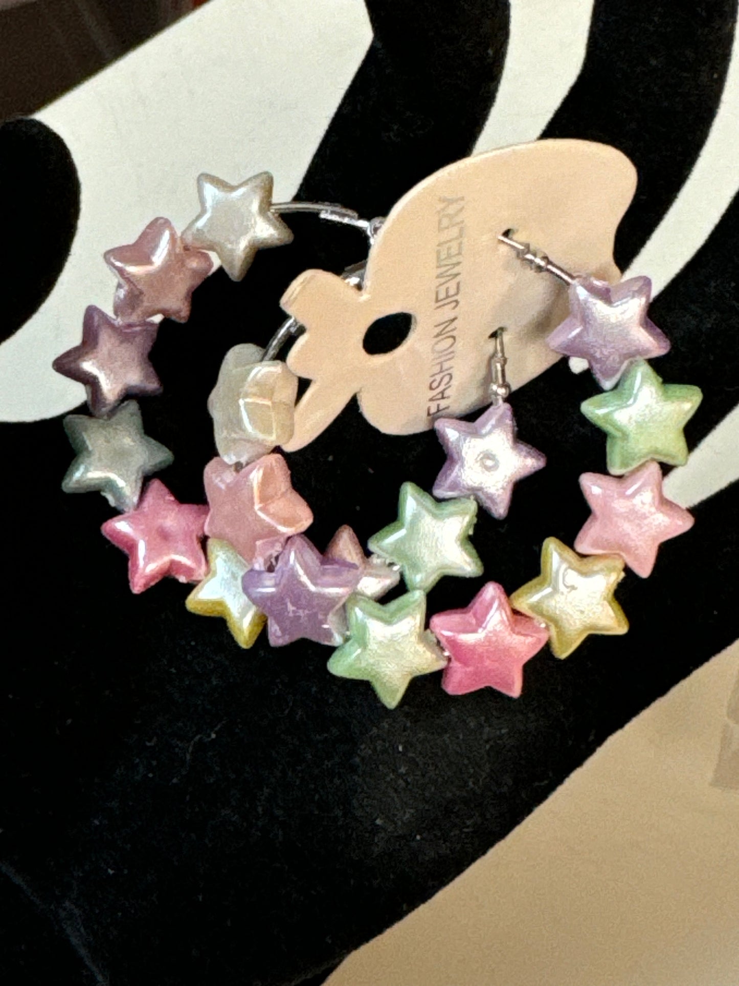 Multicolored Star Hoop Fashion Earrings