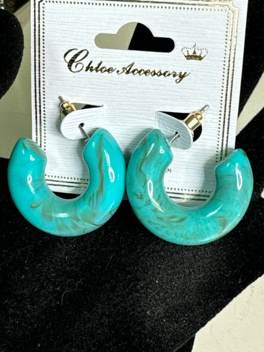 Turquoise Small Fashion Hoop Earrings