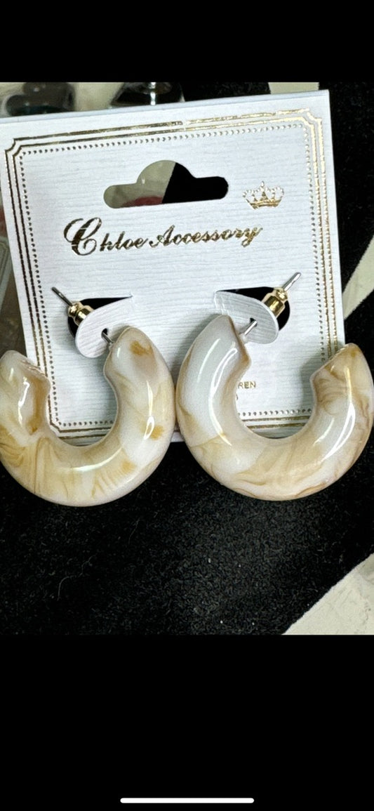 Light Brown Small Fashion Hoop Earrings