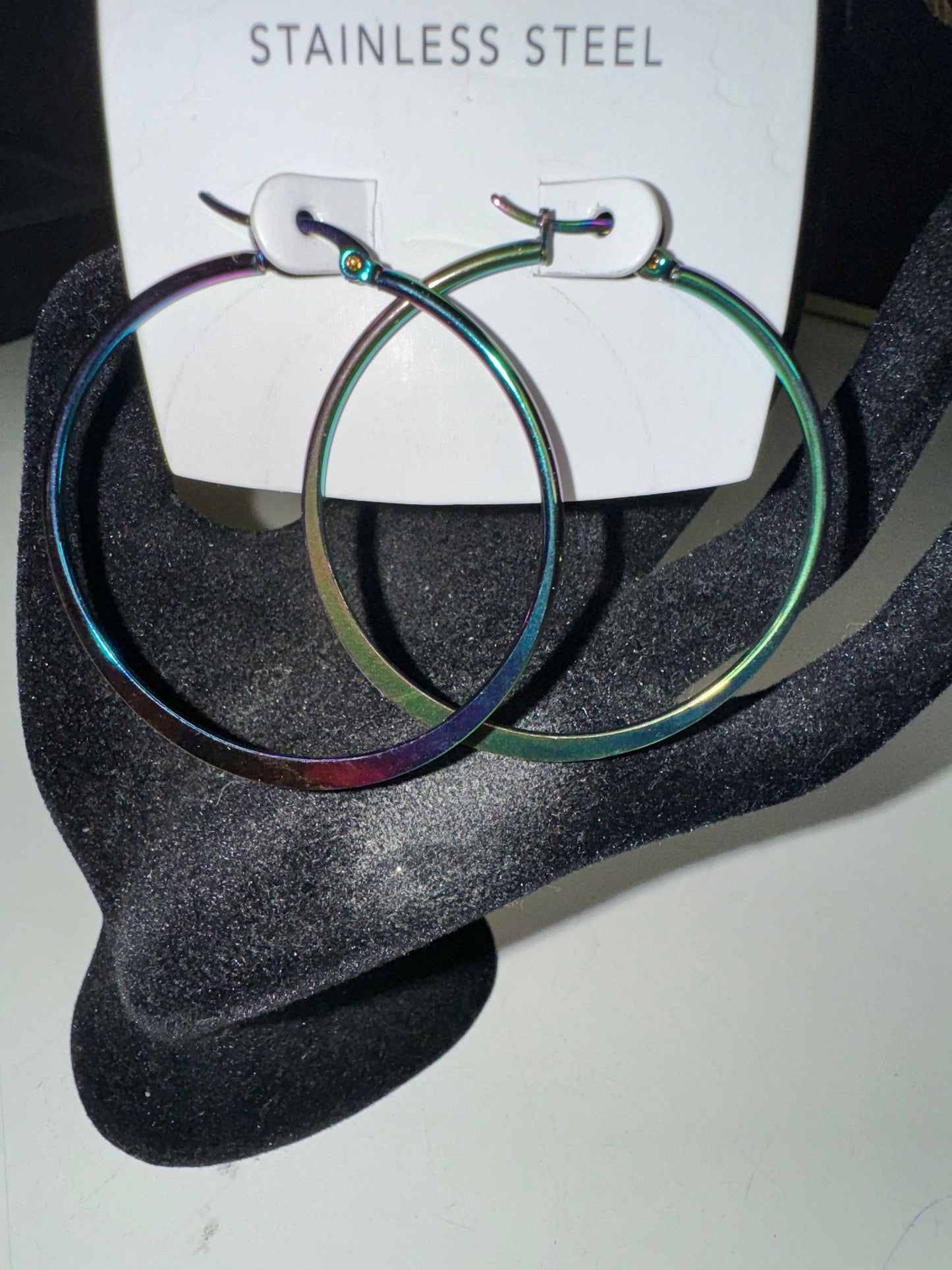 Stainless Steel Multicolored Medium Hoop Fashion Earrings