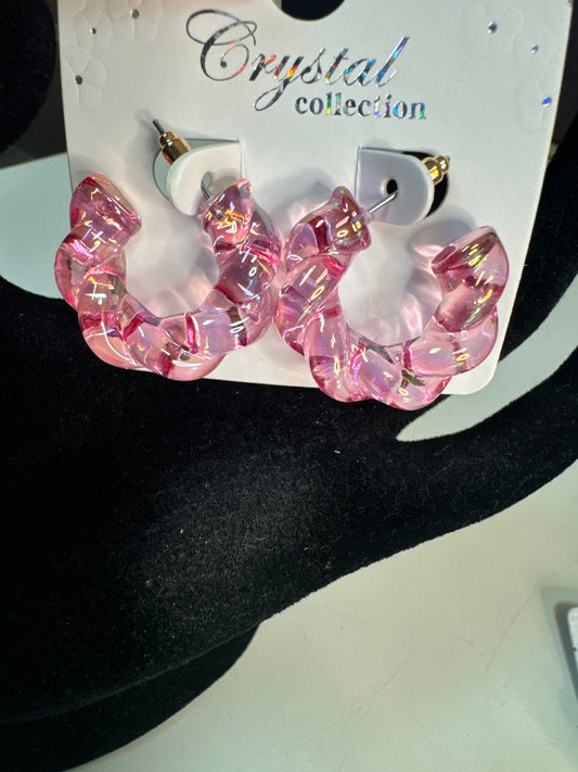 Acrylic Light Pink Small Fashion Hoop Earrings