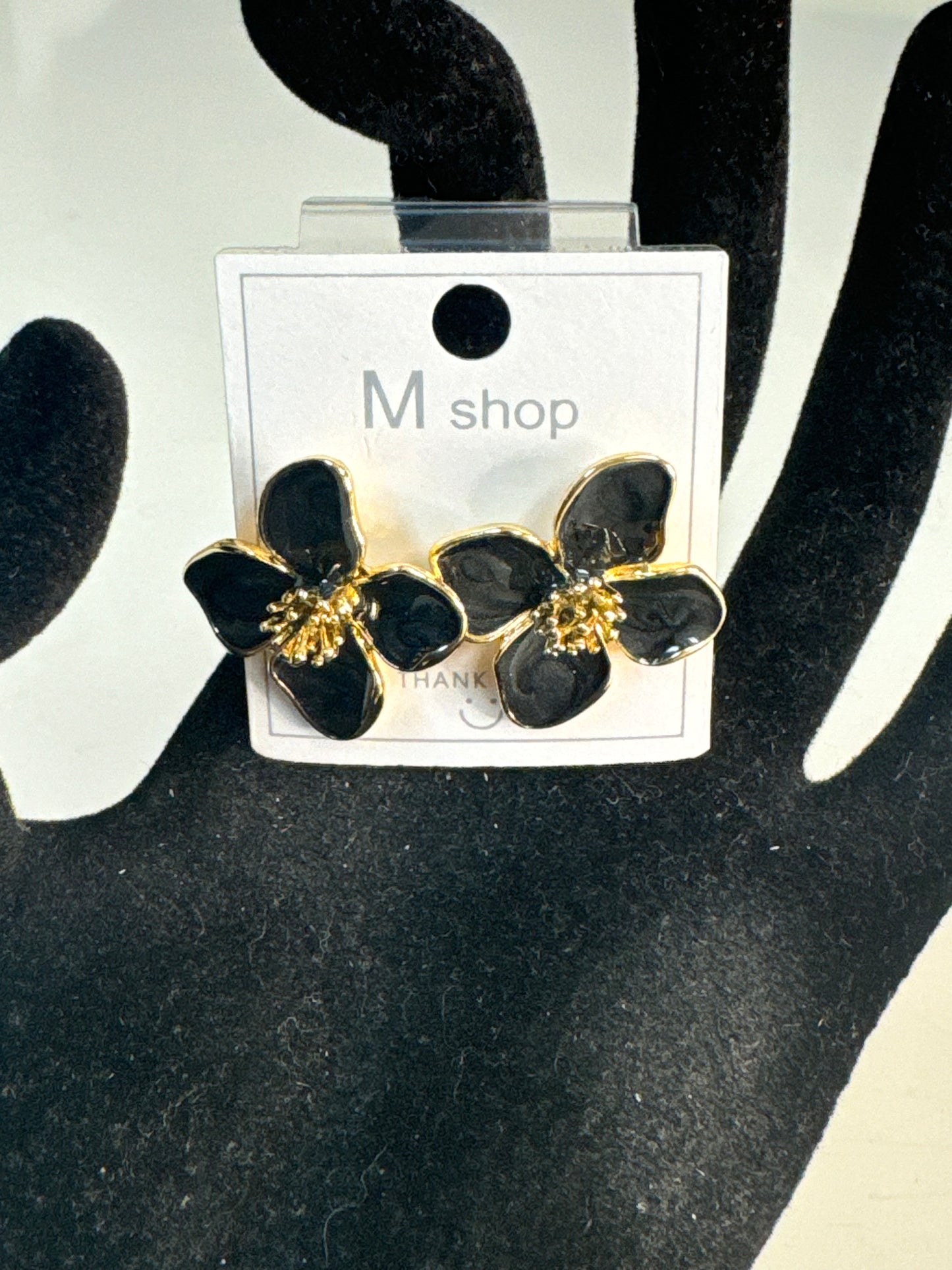 Gold and Black Flower Fashion Earrings