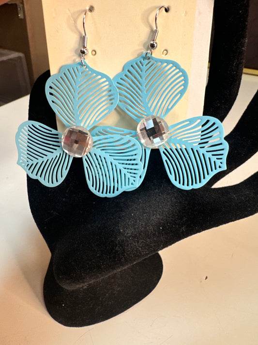 Light Blue Flower Fashion Earrings