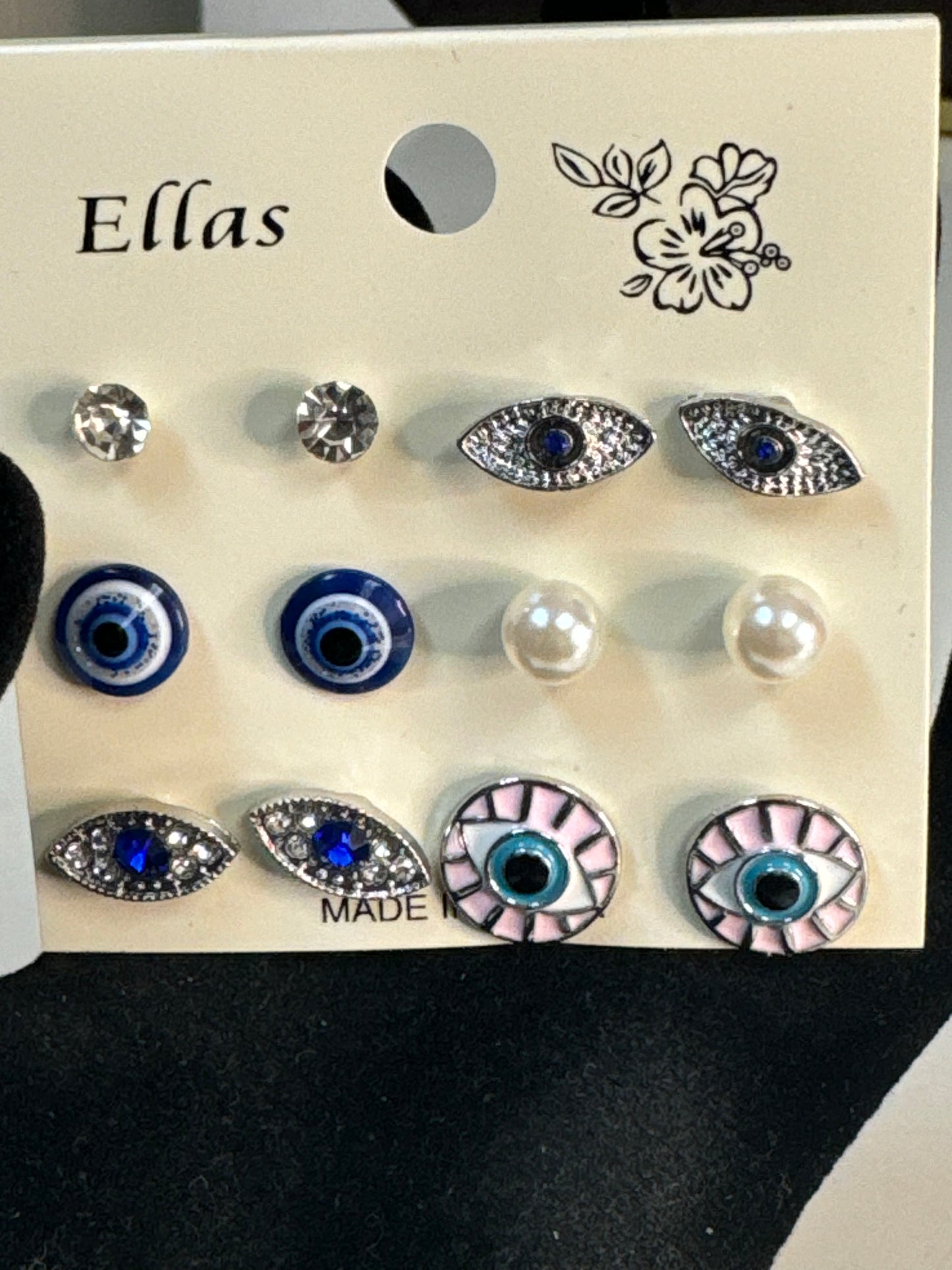 6 Pair Evil Eye Fashion Earrings Pack