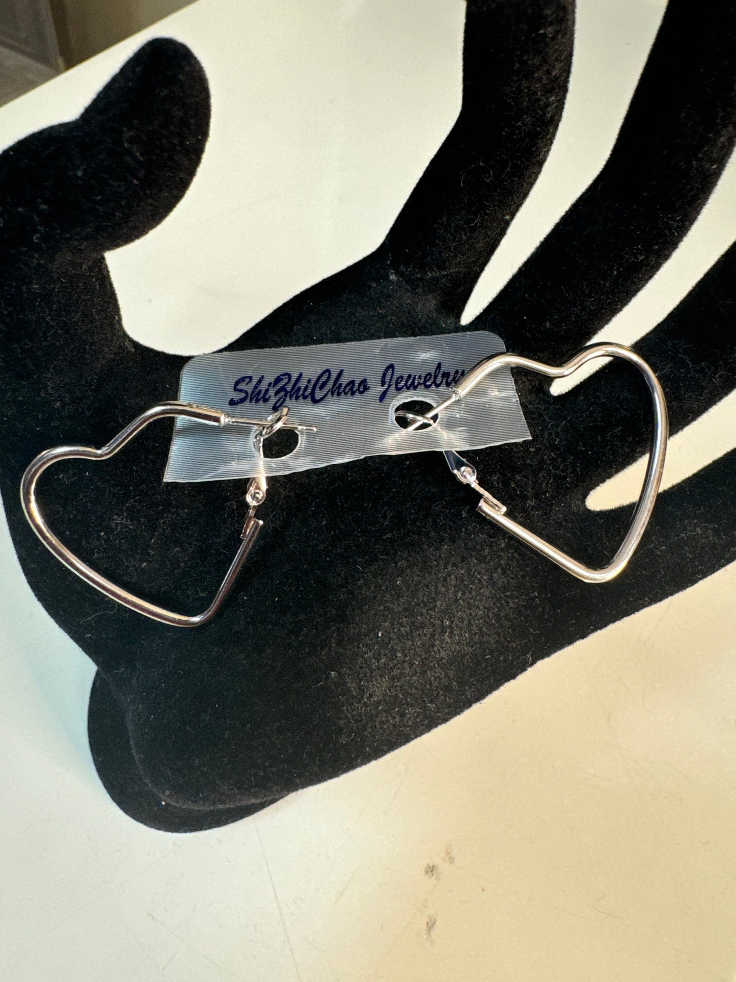 Silver Heart Fashion Hoop Earrings