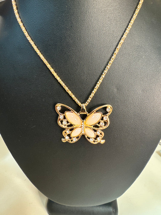 Butterscotch Bling Butterfly Fashion Necklace