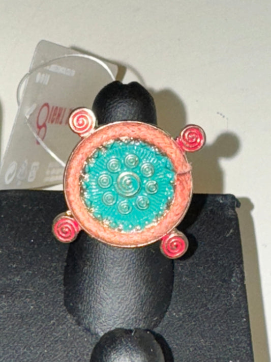 Turquoise and Orange Fashion Ring